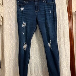 Hollister Dark Blue Distressed Skinny Jeans